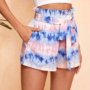 Adorable💙Tie Dye Pink💕Blue w/Belt Summer Shorts